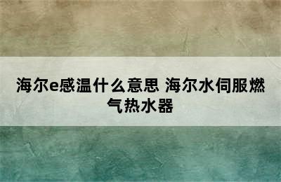 海尔e感温什么意思 海尔水伺服燃气热水器